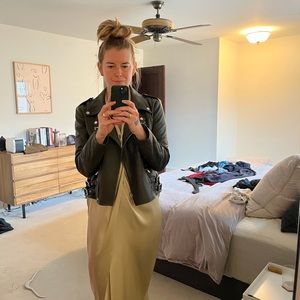 NWOT Frame Leather Jacket in Olive, SZ S